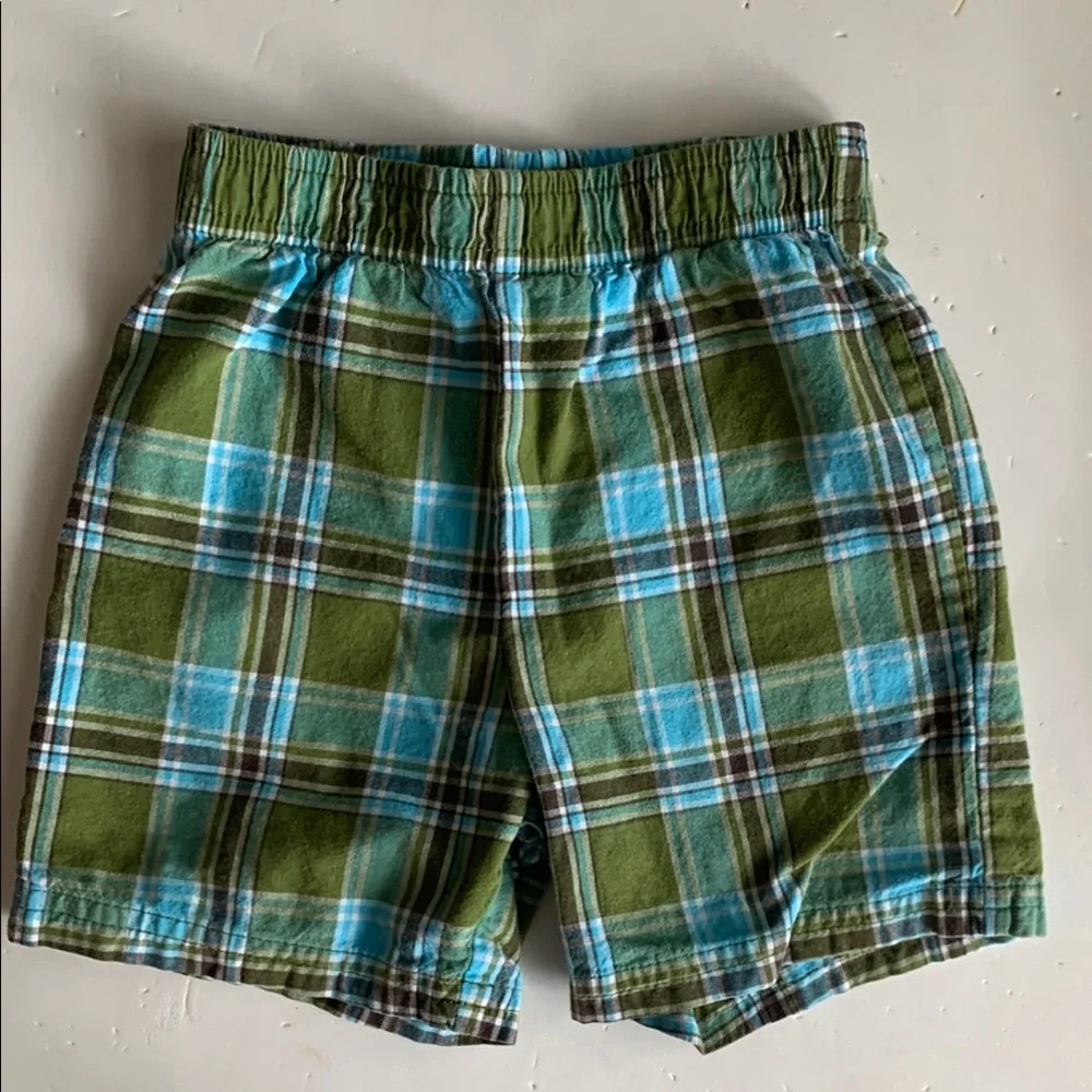 Carter's Jumping Beans Green Plaid and Tan Shorts Set Boys 2T